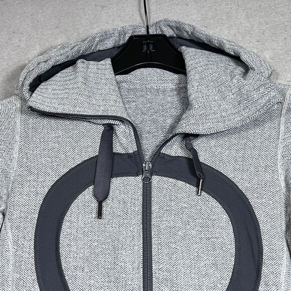 Lululemon Sweatshirt Womens Size 6 Ghost Herringbone Brushed Stride Jacket - Picture 2 of 13
